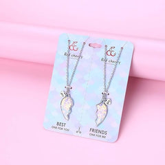 Wisfunlly Matching Heart Best Friend Necklaces for 2 Girls, Non-Magnetic BFF Necklace Set Heart Friendship Necklace Ideal Birthday Gift for Kids and Friends