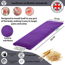 Purple long wheat heat pack with soft fleece and lavender scent