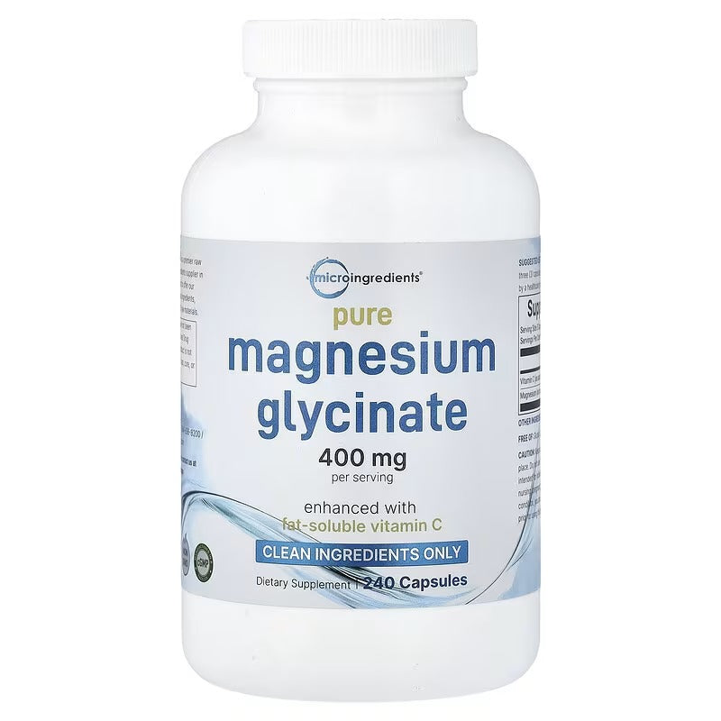 Micro Ingredients, Pure Magnesium Glycinate, 400 mg, 240 Capsules (133 mg per Capsule)