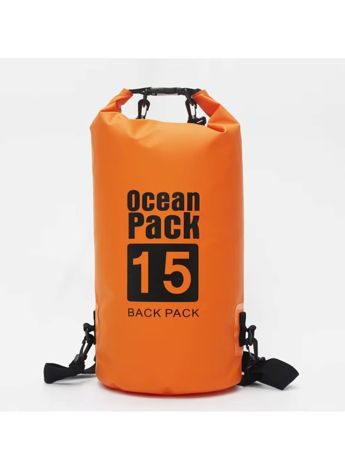 15L Orange Double-Strap Waterproof Outdoor Sport PVC Bag