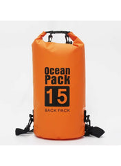 15L Orange Double-Strap Waterproof Outdoor Sport PVC Bag