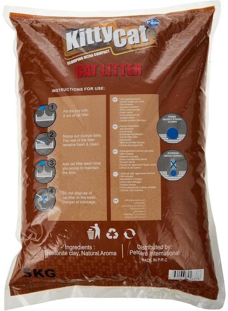 Cat litter bag back with instructions, ingredient panel, and 3kg label