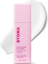 BYOMA moisturizing gel-cream face moisturizer in pink bottle with white cap