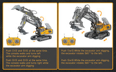 Four-Wheel Drive Remote Control Excavator 4x4 Alloy Dump Truck Excavator Loader Model Construction Vehicle Toy Children's Gift