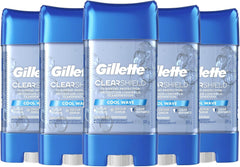 Gillette Antiperspirant and Deodorant for Men, Clear Gel, Clear Shield Cool Wave, 72 Hr. Sweat Protection, 108g - Pack of 5