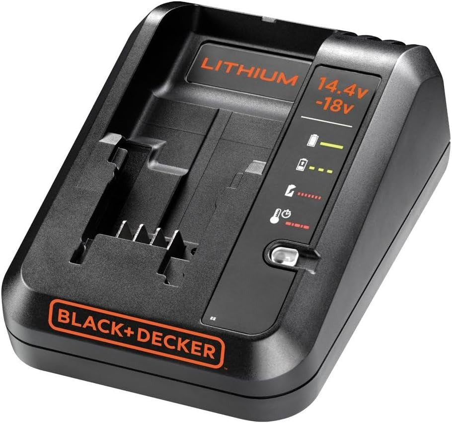 BLACK+DECKER BDC1A-GB Cordless Fast Charger for Power Tools with 2 Years Guarantee, 14.4-18 V, 16.6 x 14 x 9.4 cm, 1-Piece,