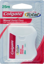 Waxed dental floss in blister pack with Colgate Total branding, 25m