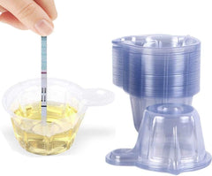 60ml Urine Specimen Cups, 100 Pack Plastic Urine Collection Containers, Reusable Silicone Measuring Cups for Pregnancy and Ovulation Test