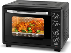 BLACK+DECKER Toaster Oven,2200W, 70L, Adjustable 90-230°C Thermostat, Double Grill with Convection, Glass Door for Safety, Rotisserie Function, Anti-Rust Stainless Steel Interior, Black - TRO70RDG-B5