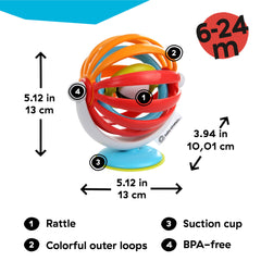 Ba Einstein colorful suction base rattle with loops baby high chair activity toy for 6 to 24 month olds