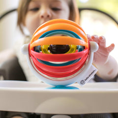 Ba Einstein baby high chair activity toy colorful spinning ring rattle attached to high chair tray for sensory play