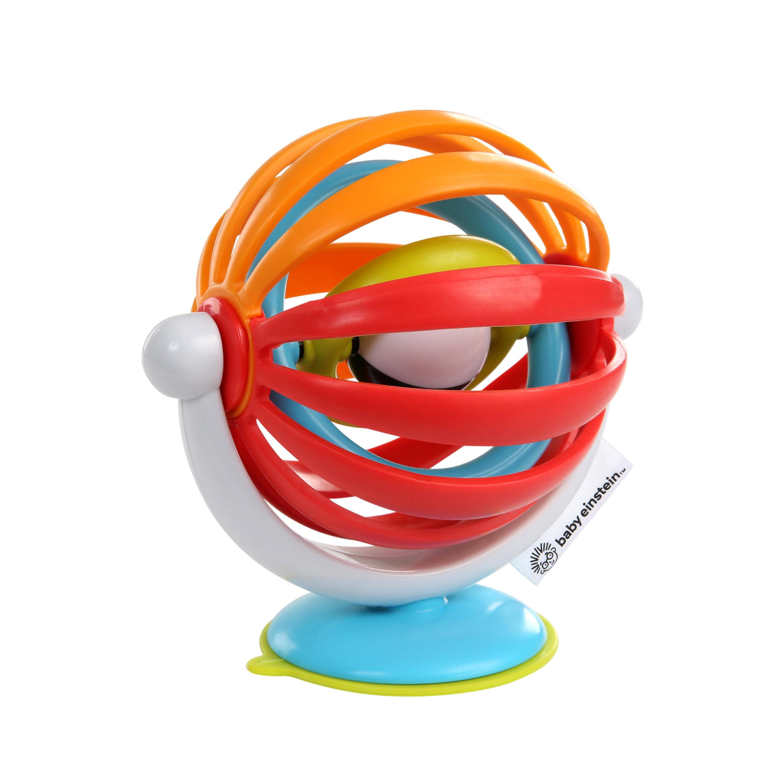Colorful suction base spinning ball for high chair by Ba Einstein baby high chair activity toy with rings and rattle