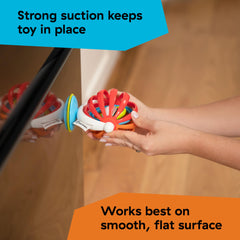 Ba Einstein baby high chair activity toy colorful suction ball attached to smooth flat surface by adult hands