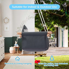 Huitich baby fabric swing with wooden frame for indoor and outdoor use, perfect for patios and trees