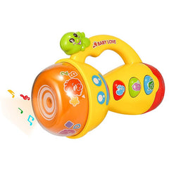 Huitich educational kids torch with songs and animal sounds in bright yellow with colorful buttons