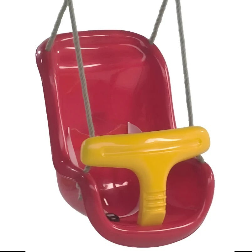 Huitich red baby swing seat with safety bar in yellow for toddler outdoor play