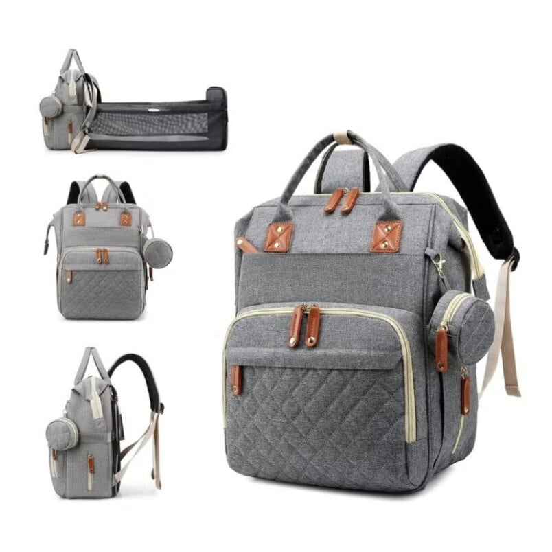 Huitich baby travel backpack diaper bag large capacity gray multi-pocket design