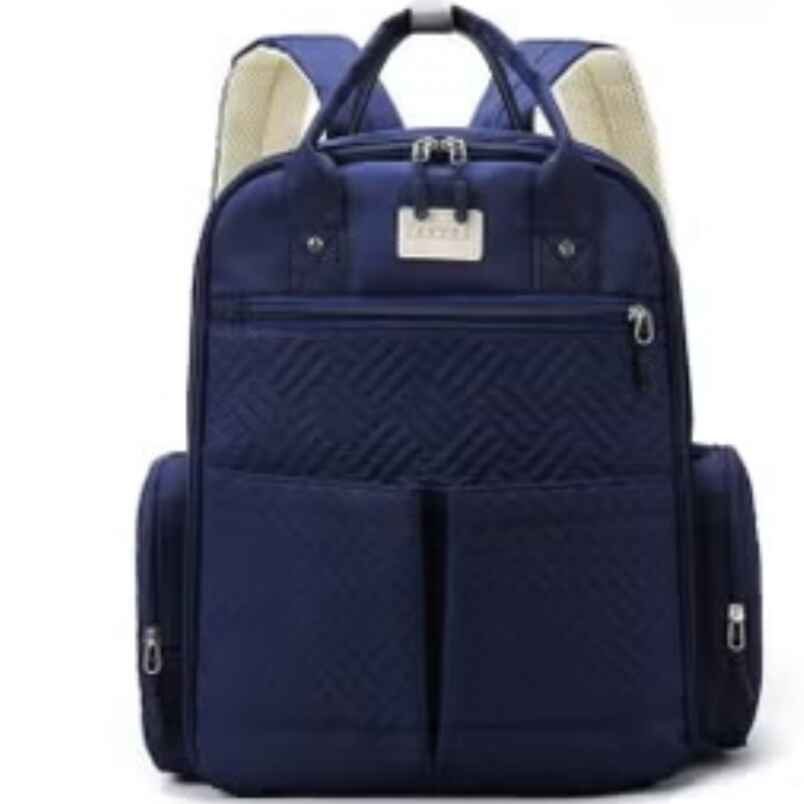 Huitich navy blue baby travel bag for moms with multiple compartments and padded straps