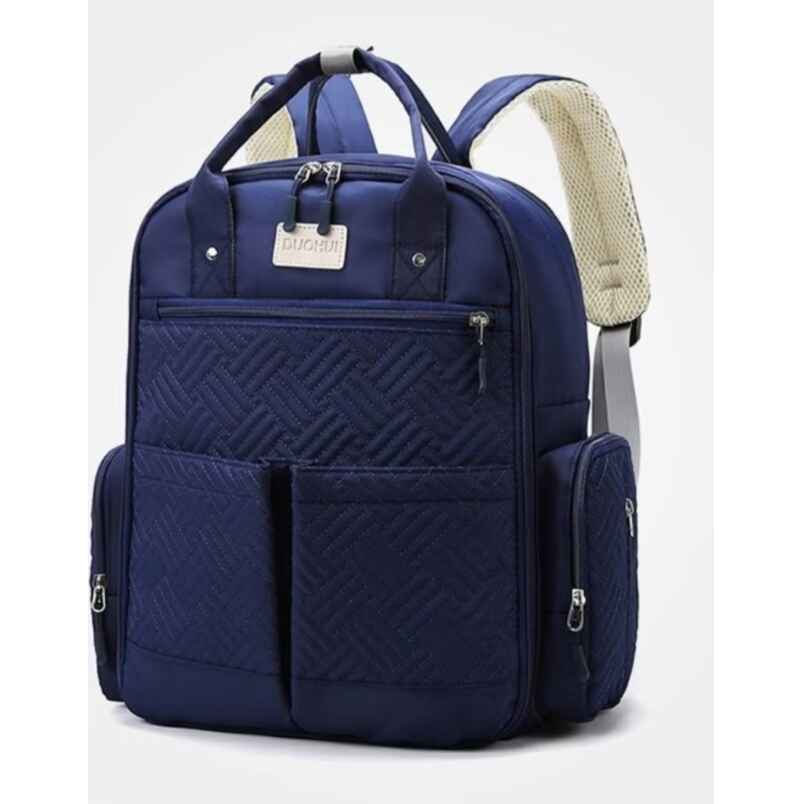 Huitich navy blue baby travel bag for moms with multiple pockets and padded shoulder straps