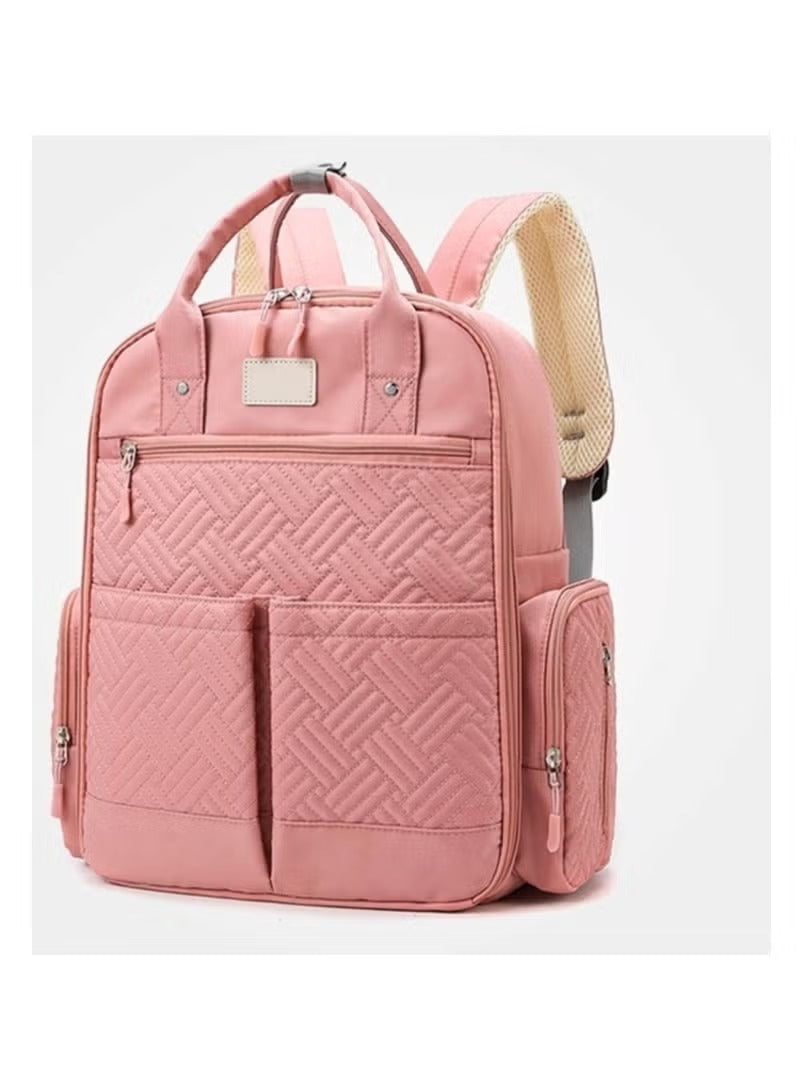 Huitich large capacity baby travel bag with multiple pockets and padded straps in a stylish pink design