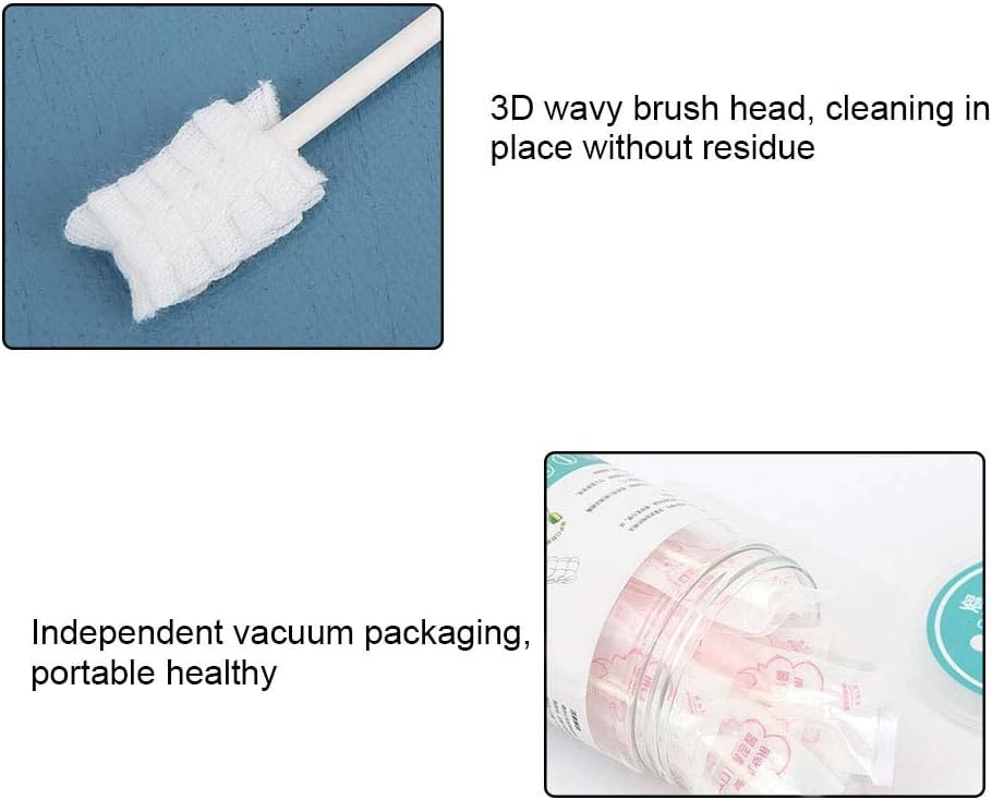 Ccy baby oral cleaner for infants with 3D wavy soft brush head and vacuum packed disposable pads