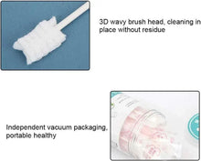 Sponge brush head on a white stick for baby oral cleaning