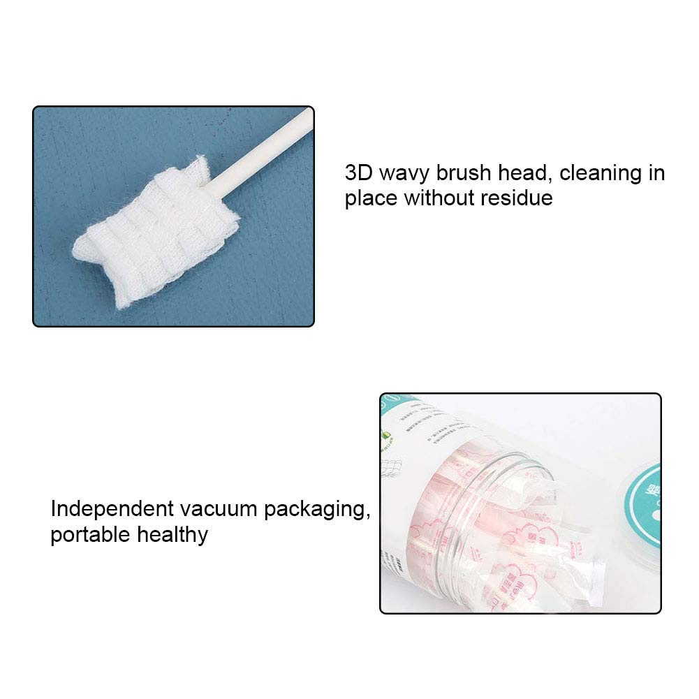 baby oral cleaner for infants 3D wavy brush head swab on stick with vacuum packed disposable swabs