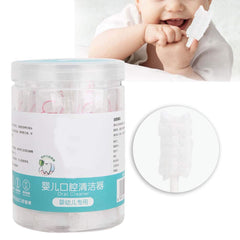 Ccy baby oral cleaner for infants jar of disposable foam oral wipes on sticks with infant using one
