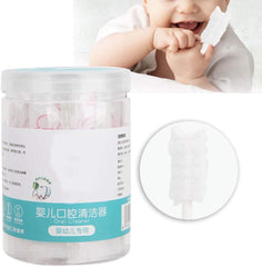 Ccy baby oral cleaner for infants pack of disposable soft finger toothbrush swabs in clear jar with baby using one