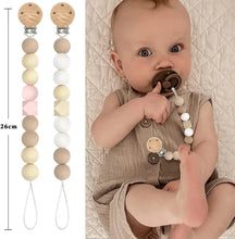 Pacifier clip set with wooden clasps and silicone bead necklace straps