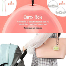 Silicone pacifier storage case with carry hole and clip cords