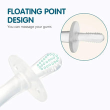Silicone teething stick with raised dot texture on chewing end and ring grip
