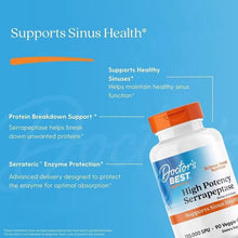 High potency serrapeptase supplement bottle with orange cap and front label