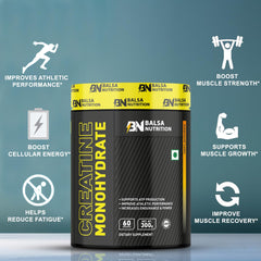 Balsa Nutrition creatine monohydrate powder UAE black tub 60 servings sports supplement