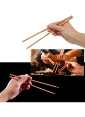 Huitich bamboo chopsticks reusable set shown being held and used for eating various dishes