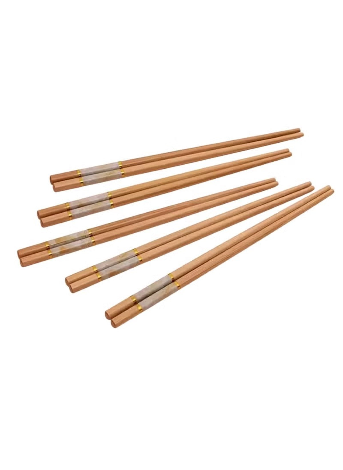 Huitich bamboo chopsticks reusable set featuring natural wood finish and gold accent bands
