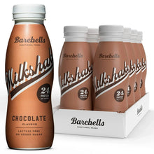 Chocolate protein milkshake bottle with Barebells logo, lactose free, 24g protein