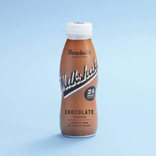 Chocolate protein milkshake bottle with Barebells branding, 24g per serving