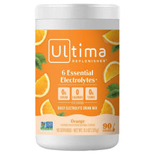 Orange Ultima Replenisher electrolyte drink mix jar with white lid