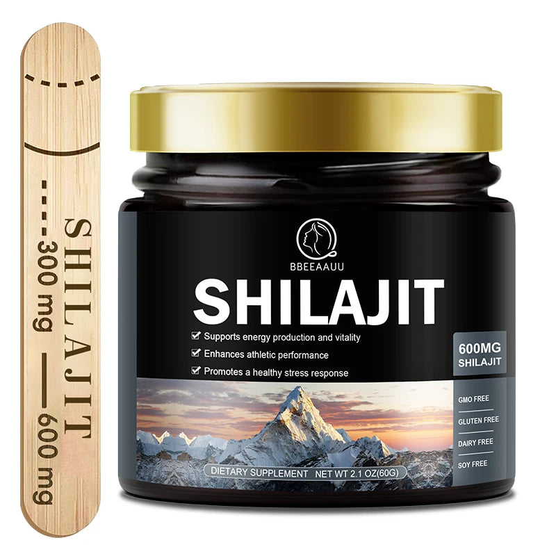 Mumzar pure shilajit resin supplement UAE in a 600mg jar, supports energy and enhances athletic performance