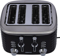 Geepas 4 Slice Bread Toaster - Adjustable 7 Browning Control 4 Slice Pop-Up Toaster with Removable Crumb Collection Tray, Self-Centering | Cancel, Defrost & Reheat | Perfect Sandwiches, Toast & More