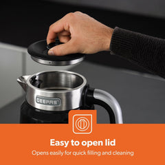 Geepas 1.7 L Smart Stainless Steel Kettle- GK38034/ Convenient Tuya App Control, Alexa,Multiple Safety Features, Perfect for Boiling Water, Milk, Tea/Strix Controller 2200 W/ 2 Years Warranty, Black