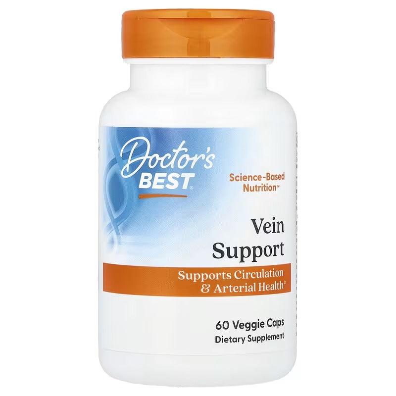 Vein support supplement bottle with orange cap and white label, 60 veggie caps