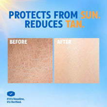 Sun protection body lotion SPF 30 before-and-after tan reduction skincare chart