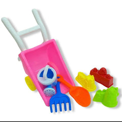 Huitich beach sand toys set for kids with pink wheelbarrow and colorful shovel, rake, and molds