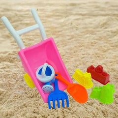 Huitich beach sand toys set for kids including pink wheelbarrow shovel rake and colorful sand molds