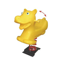 Yellow bear-shaped spring rider with red spring, black base