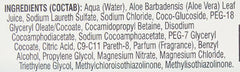 Beauty Formulas feminine cleanser aloe vera ingredient list showing Aloe Barbadensis leaf juice and surfactants on label