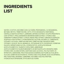 Ingredients list panel for Light On vitamin C and centella serum