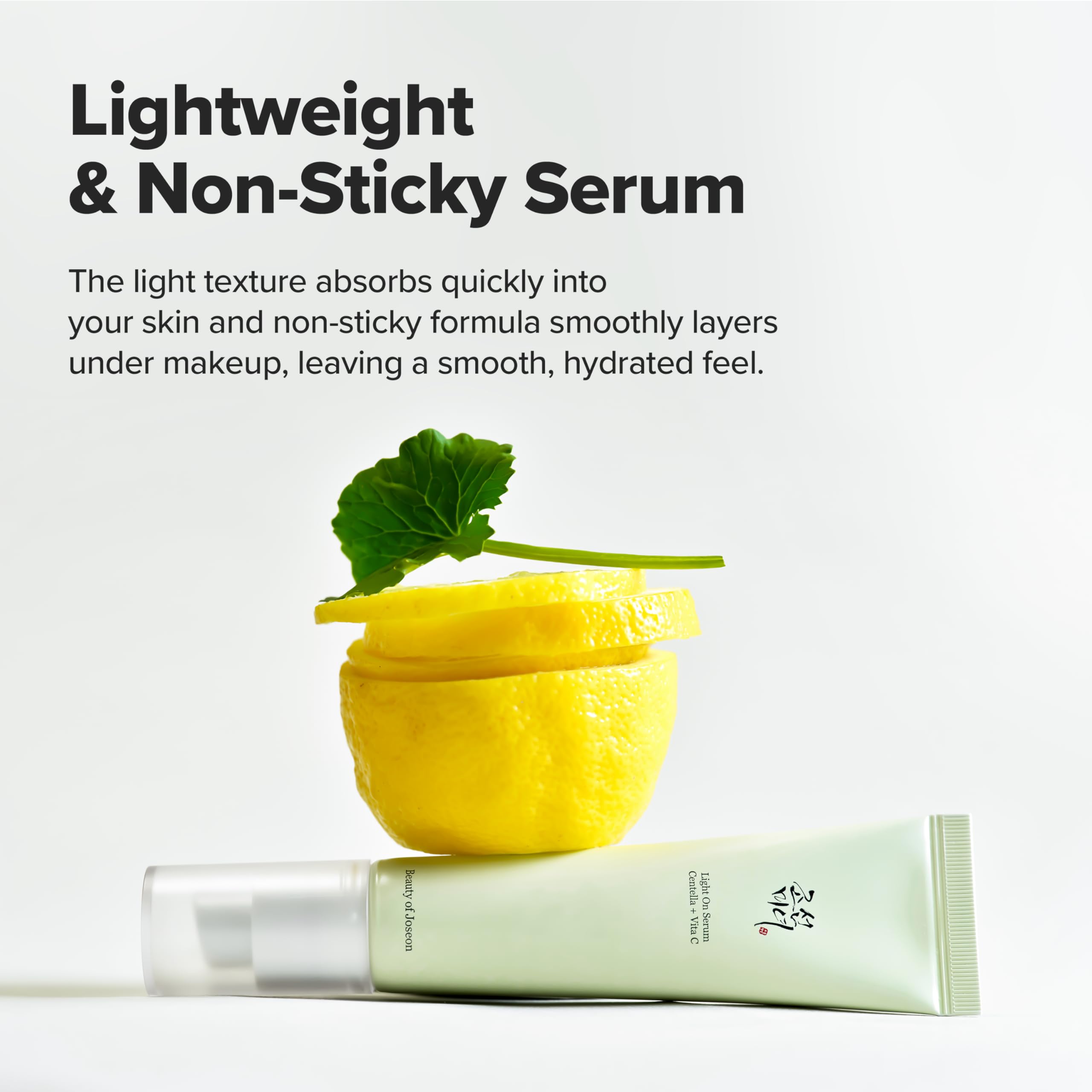 Beauty of Joseon Korean vitamin C serum for dark spots in a lightweight tube with lemon and greenery
